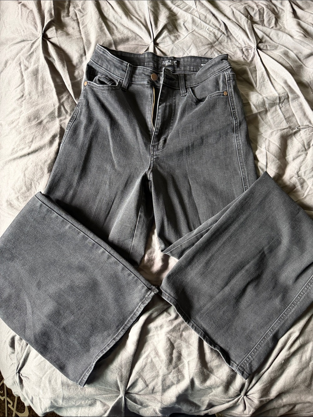 Judy Blue Wide-Leg High-Rise Jeans - Charcoal Gray